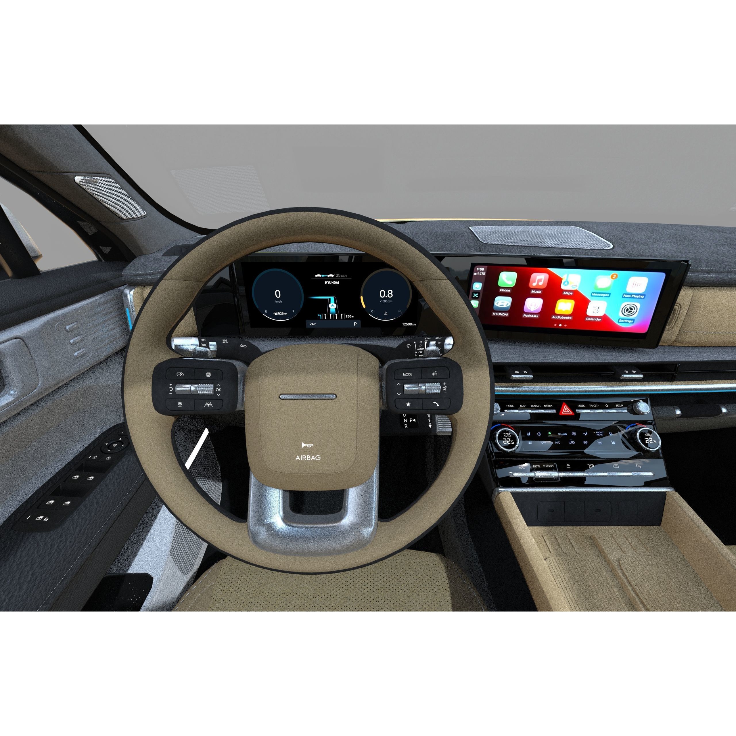 Hyundai Santa Fe 2024 - High-Poly Interior 3D Model - View 30