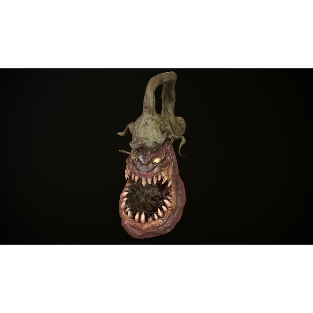 Creepy Eggplant Monster 3D Model – Low Poly PBR Game Asset, FBX - View 10