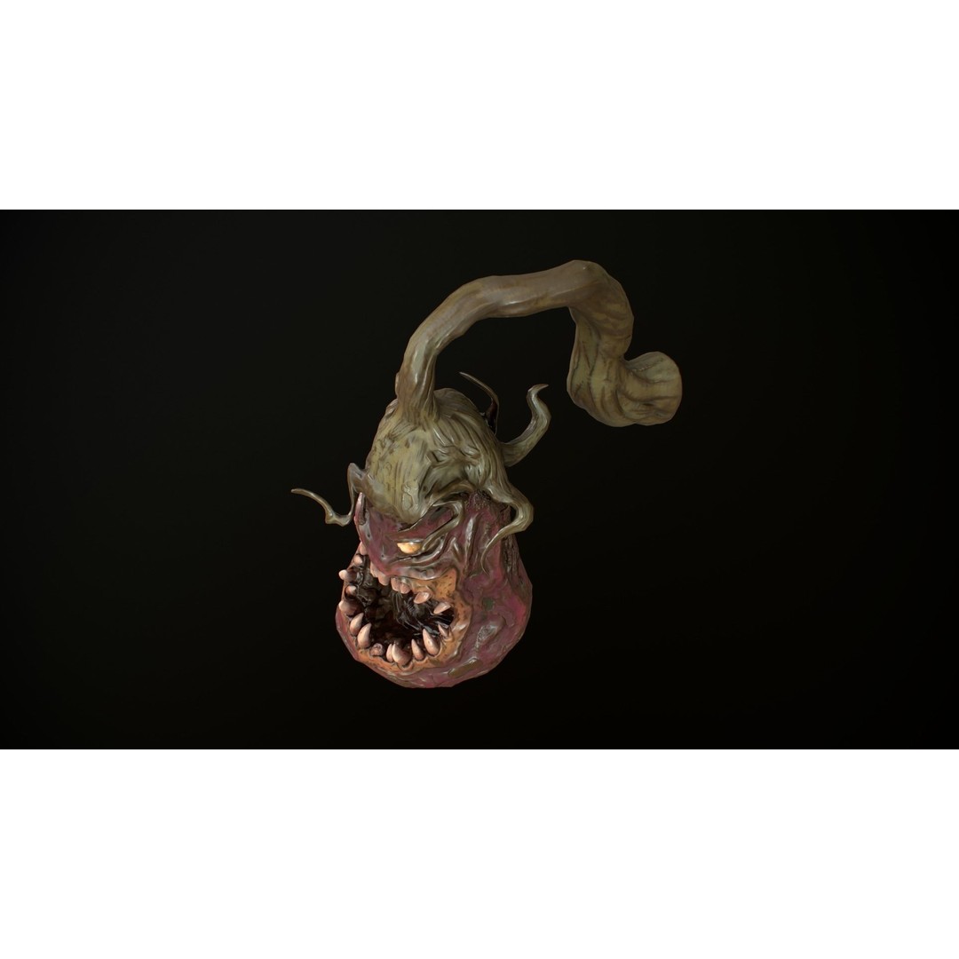 Creepy Eggplant Monster 3D Model – Low Poly PBR Game Asset, FBX - View 11