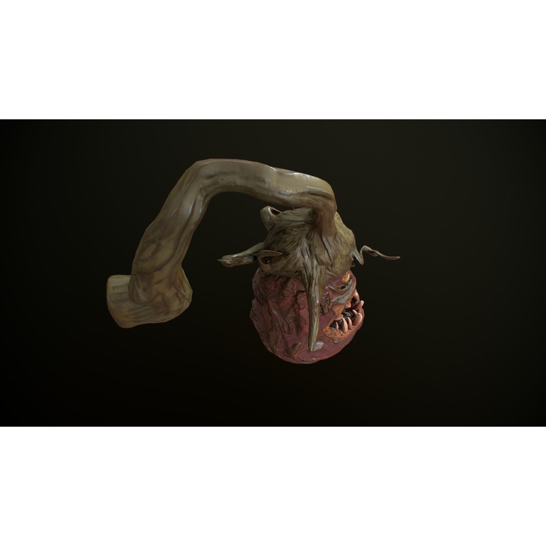Creepy Eggplant Monster 3D Model – Low Poly PBR Game Asset, FBX - View 12