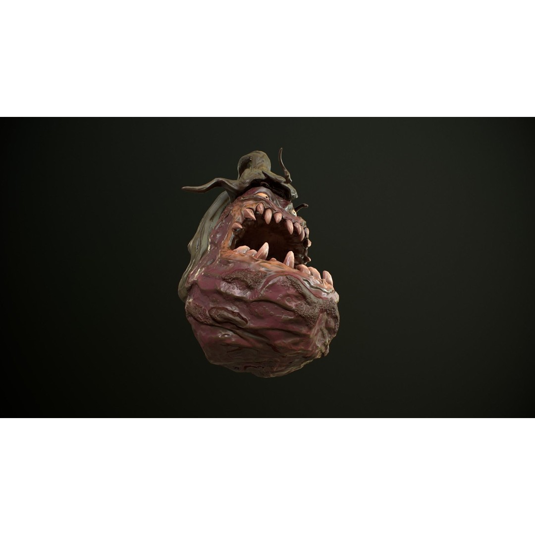Creepy Eggplant Monster 3D Model – Low Poly PBR Game Asset, FBX - View 13