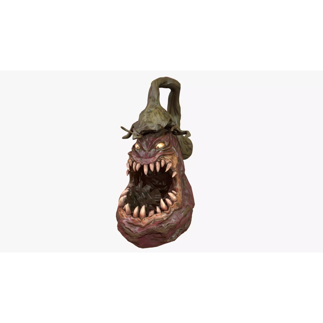 Creepy Eggplant Monster 3D Model – Low Poly PBR Game Asset, FBX - View 2