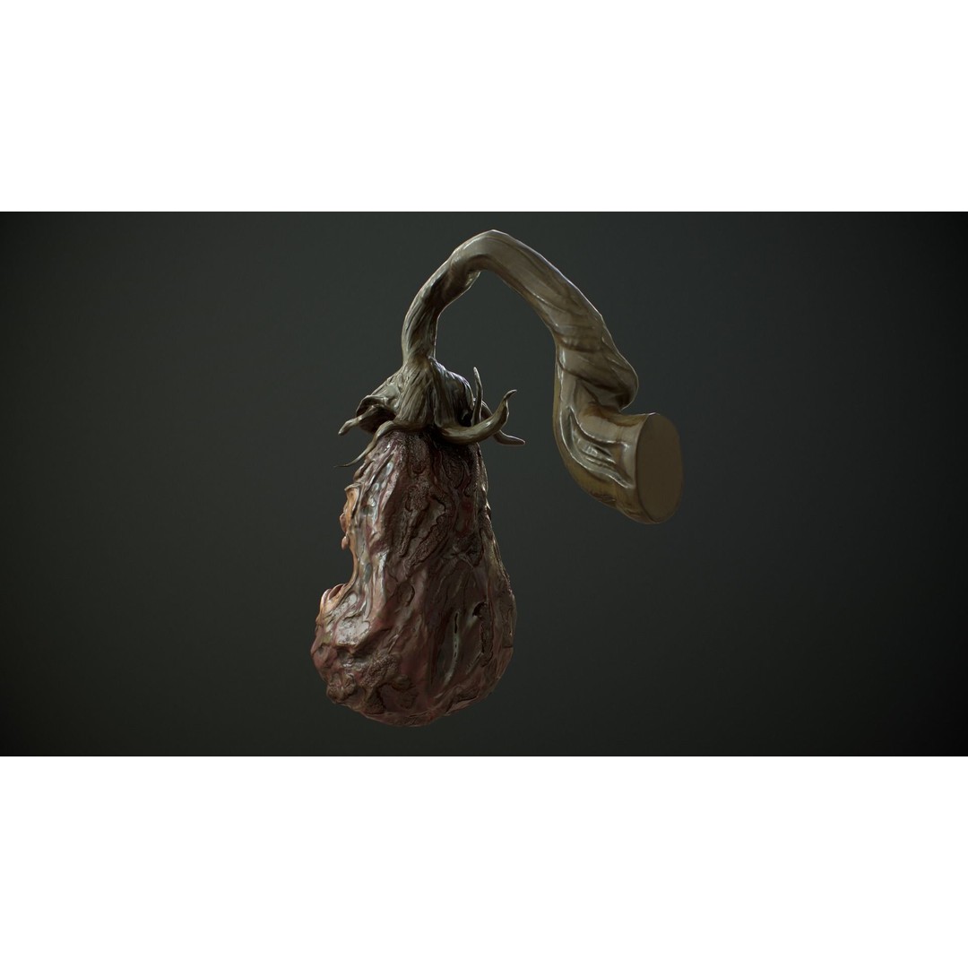 Creepy Eggplant Monster 3D Model – Low Poly PBR Game Asset, FBX - View 5