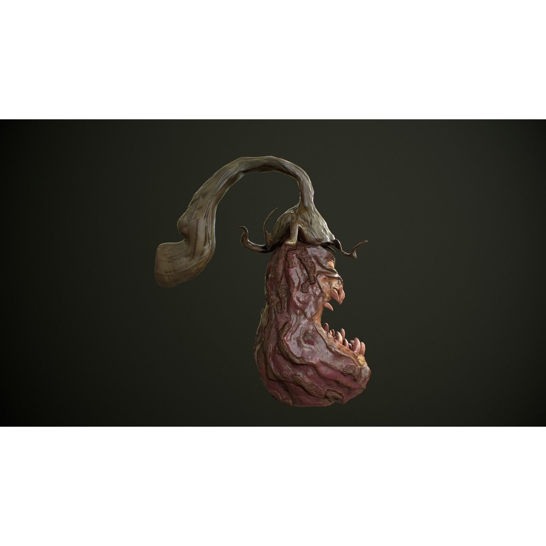 Creepy Eggplant Monster 3D Model – Low Poly PBR Game Asset, FBX - View 7