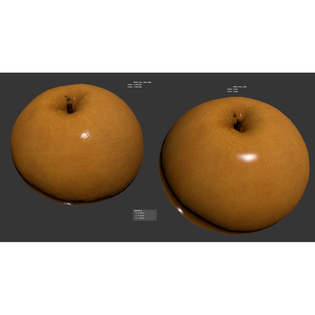 Singo Pear 3D Model – High Poly Photorealistic Asset, FBX & OBJ - View 7