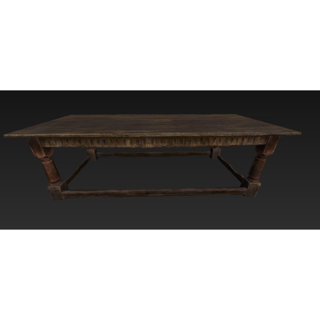 Roman Wooden Food Tables 3D Model – Low Poly Game Asset, FBX - View 3