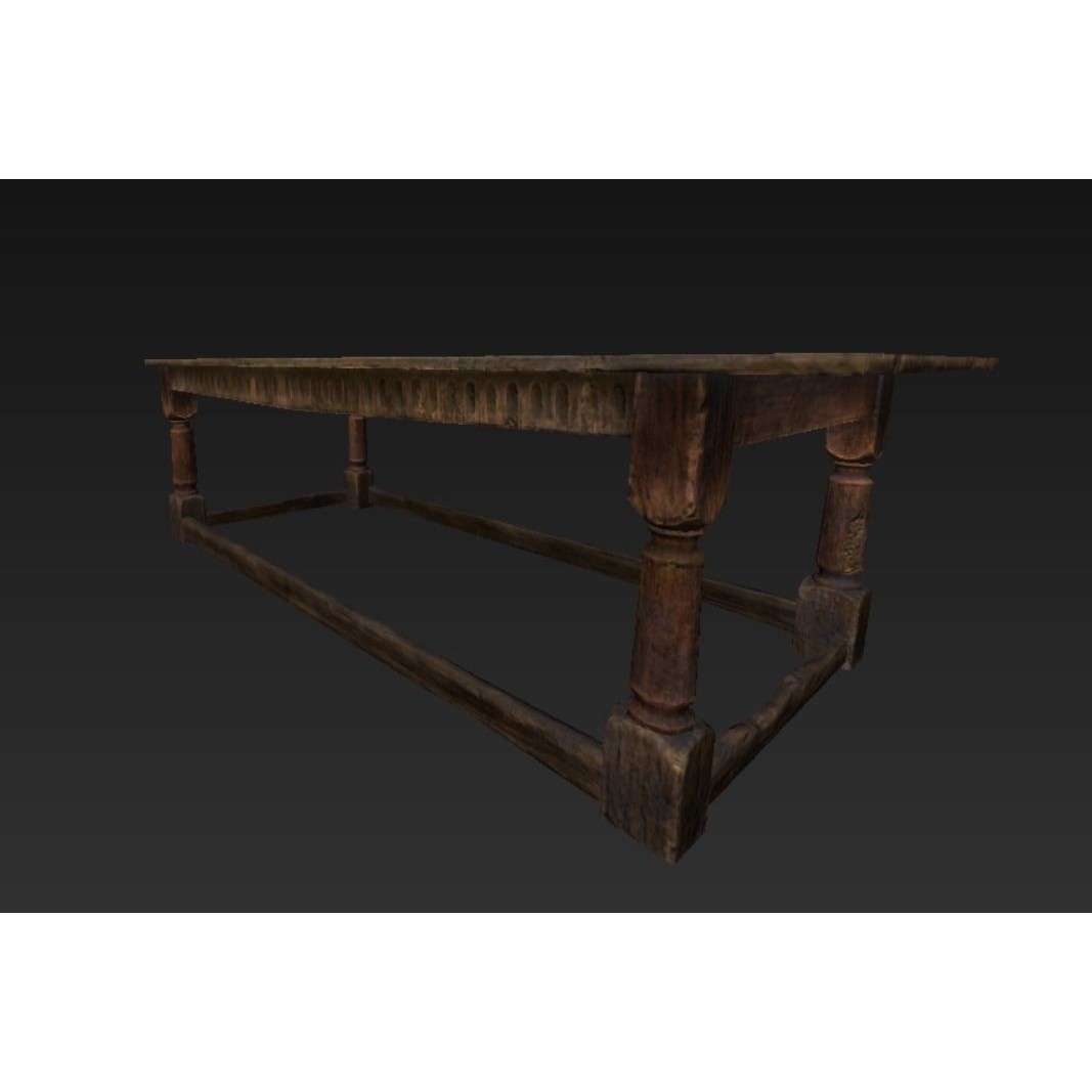 Roman Wooden Food Tables 3D Model – Low Poly Game Asset, FBX - View 5