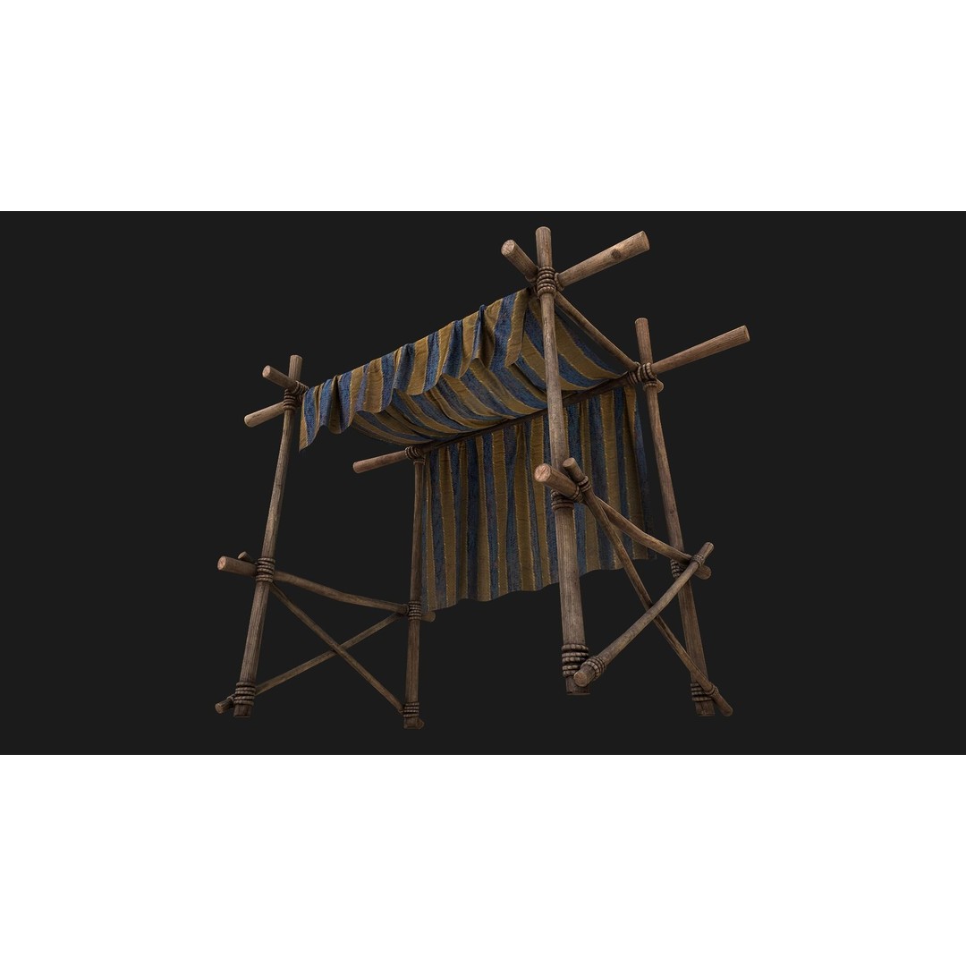 Market Stalls Tent 3D Model – Low Poly Game Ready Asset, FBX - View 10
