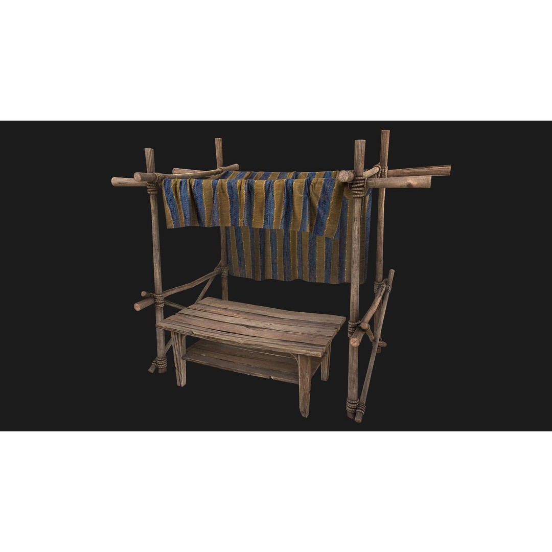 Market Stalls Tent 3D Model – Low Poly Game Ready Asset, FBX - View 12