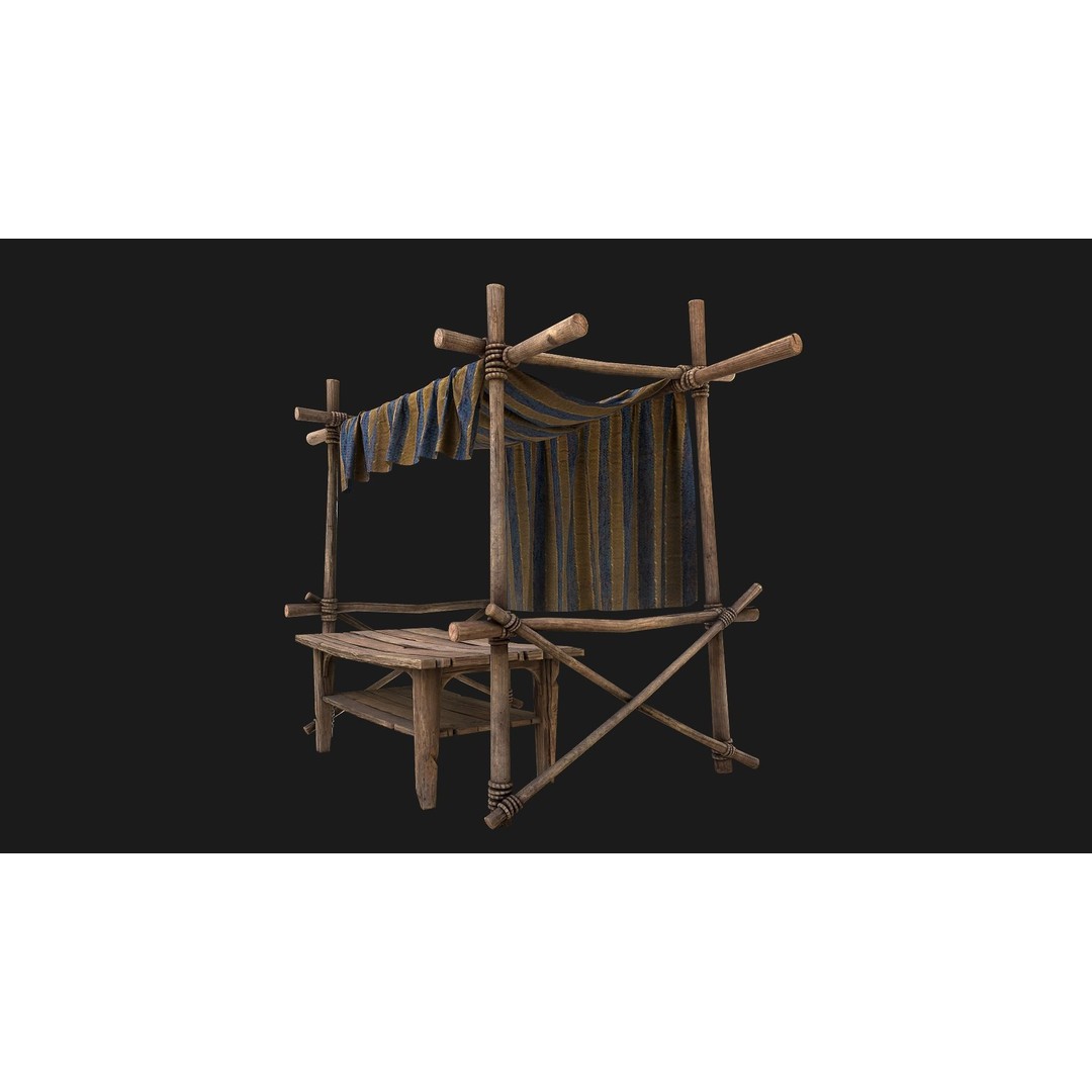 Market Stalls Tent 3D Model – Low Poly Game Ready Asset, FBX - View 13