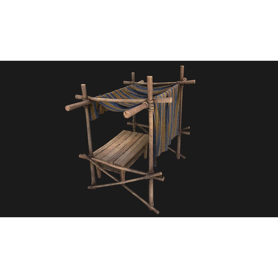 Market Stalls Tent 3D Model – Low Poly Game Ready Asset, FBX - View 16