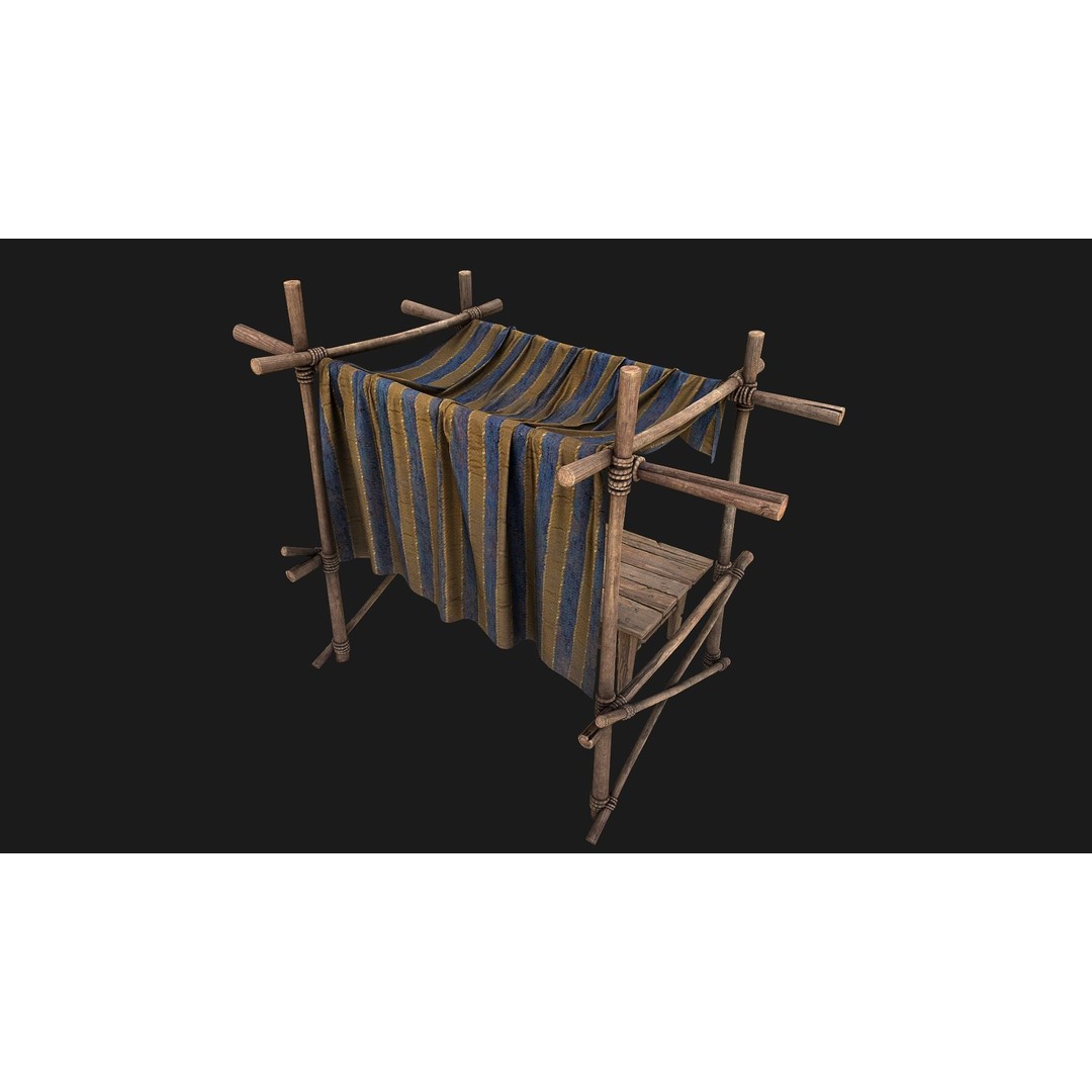 Market Stalls Tent 3D Model – Low Poly Game Ready Asset, FBX - View 19