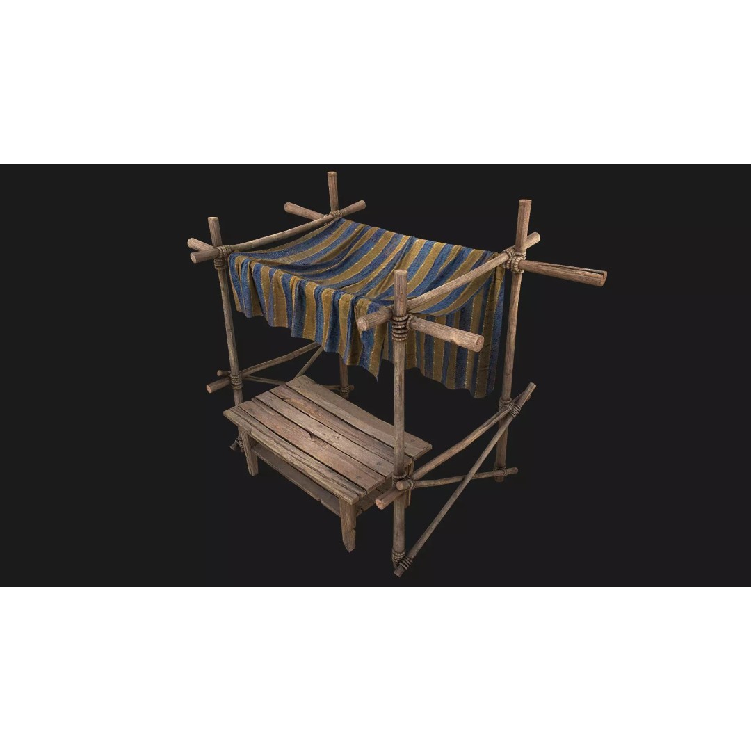 Market Stalls Tent 3D Model – Low Poly Game Ready Asset, FBX - View 2