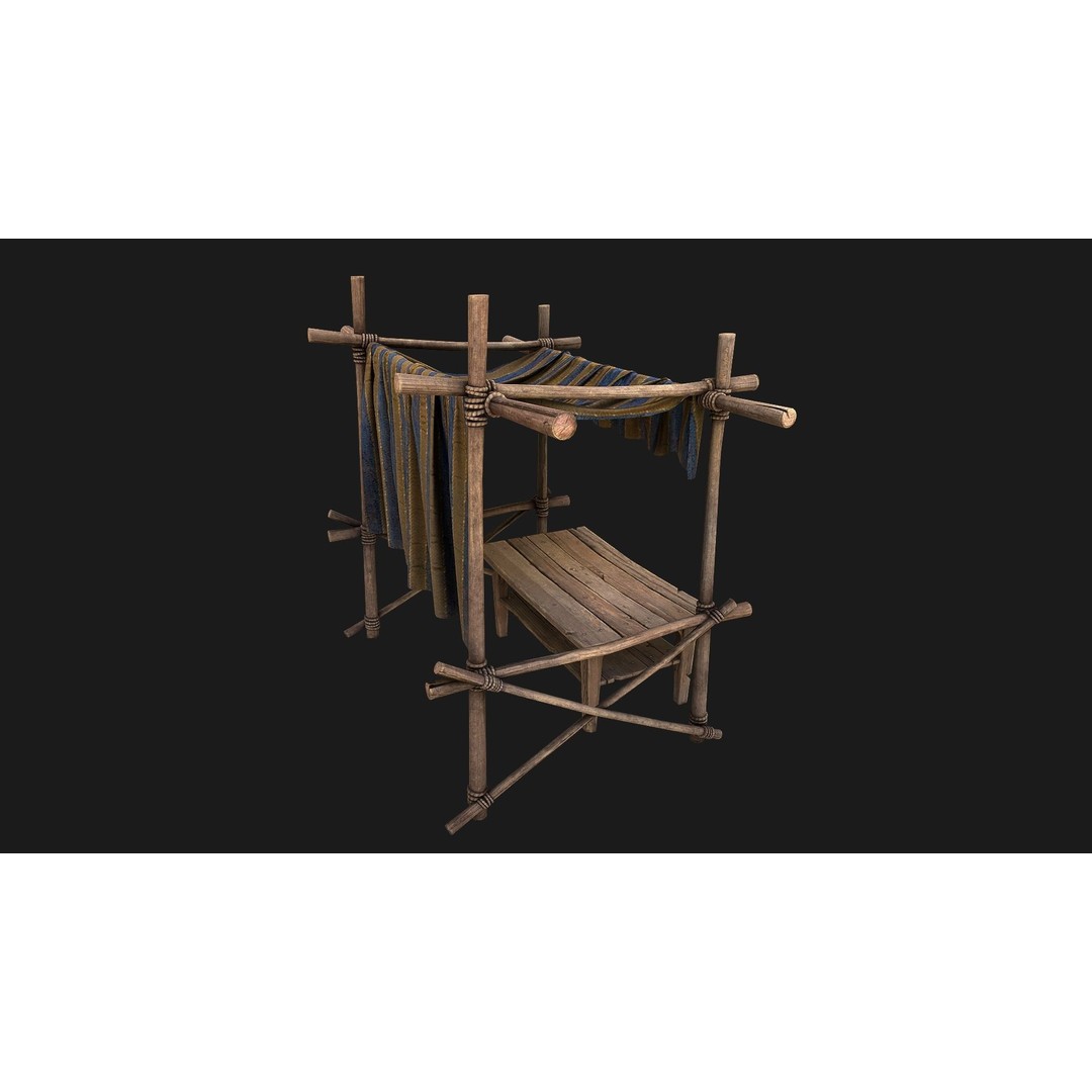 Market Stalls Tent 3D Model – Low Poly Game Ready Asset, FBX - View 4