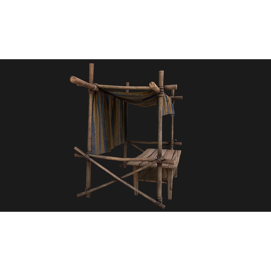 Market Stalls Tent 3D Model – Low Poly Game Ready Asset, FBX - View 5
