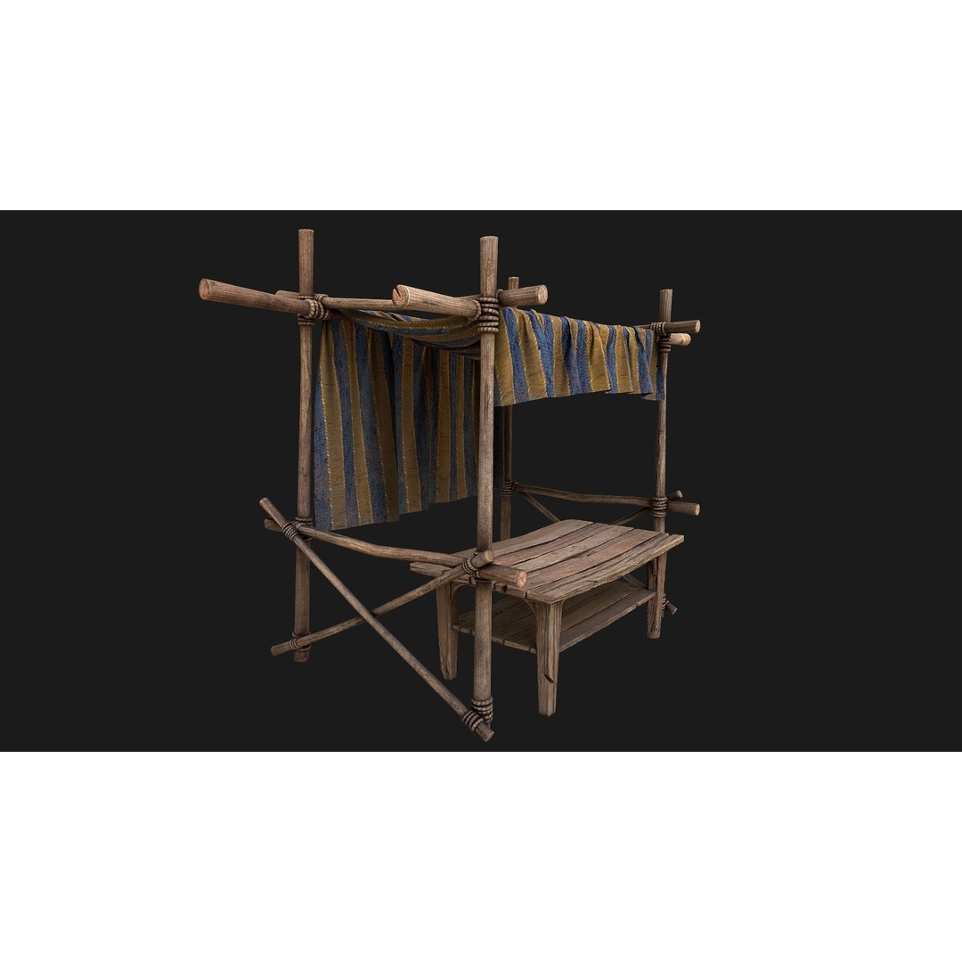 Market Stalls Tent 3D Model – Low Poly Game Ready Asset, FBX - View 6