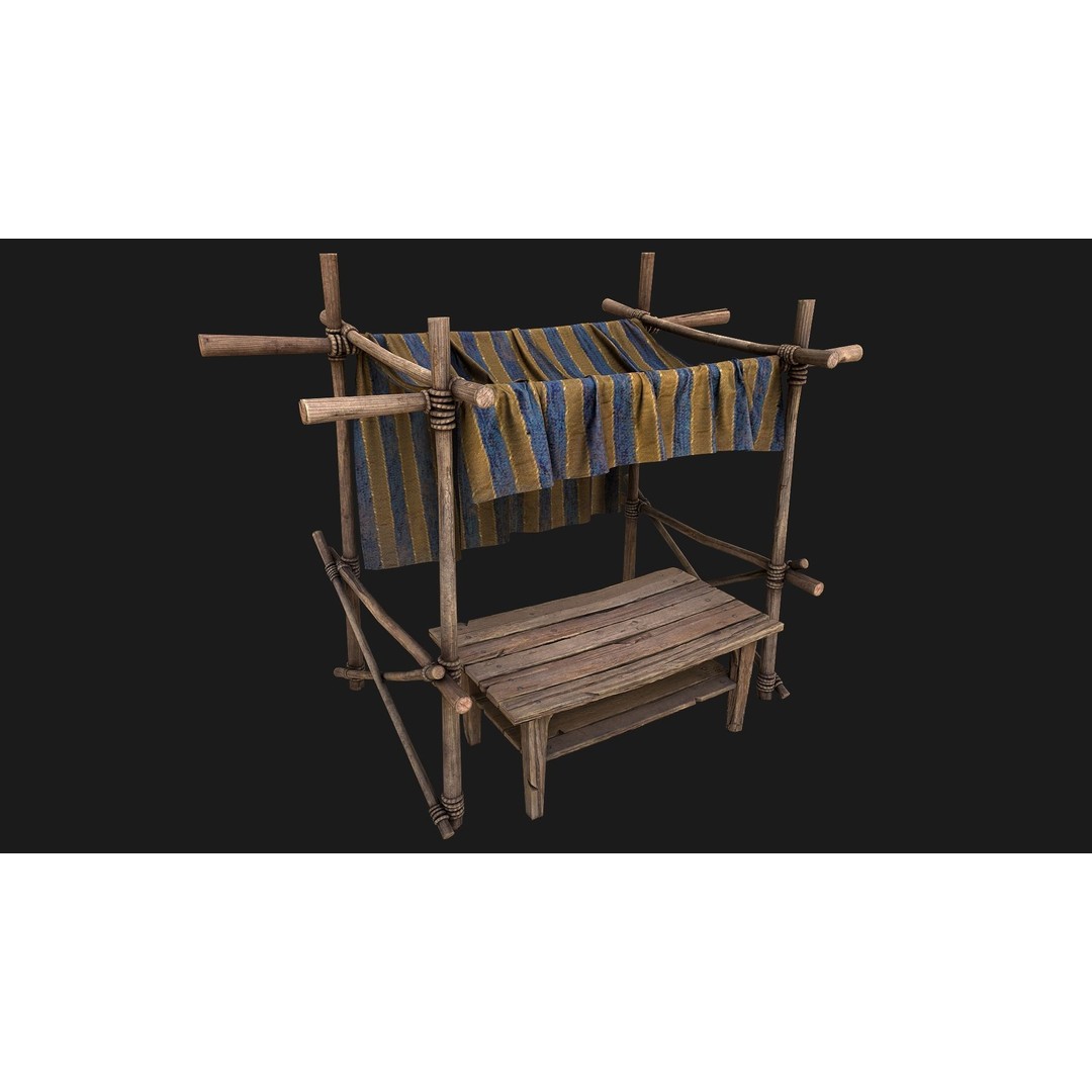 Market Stalls Tent 3D Model – Low Poly Game Ready Asset, FBX - View 7