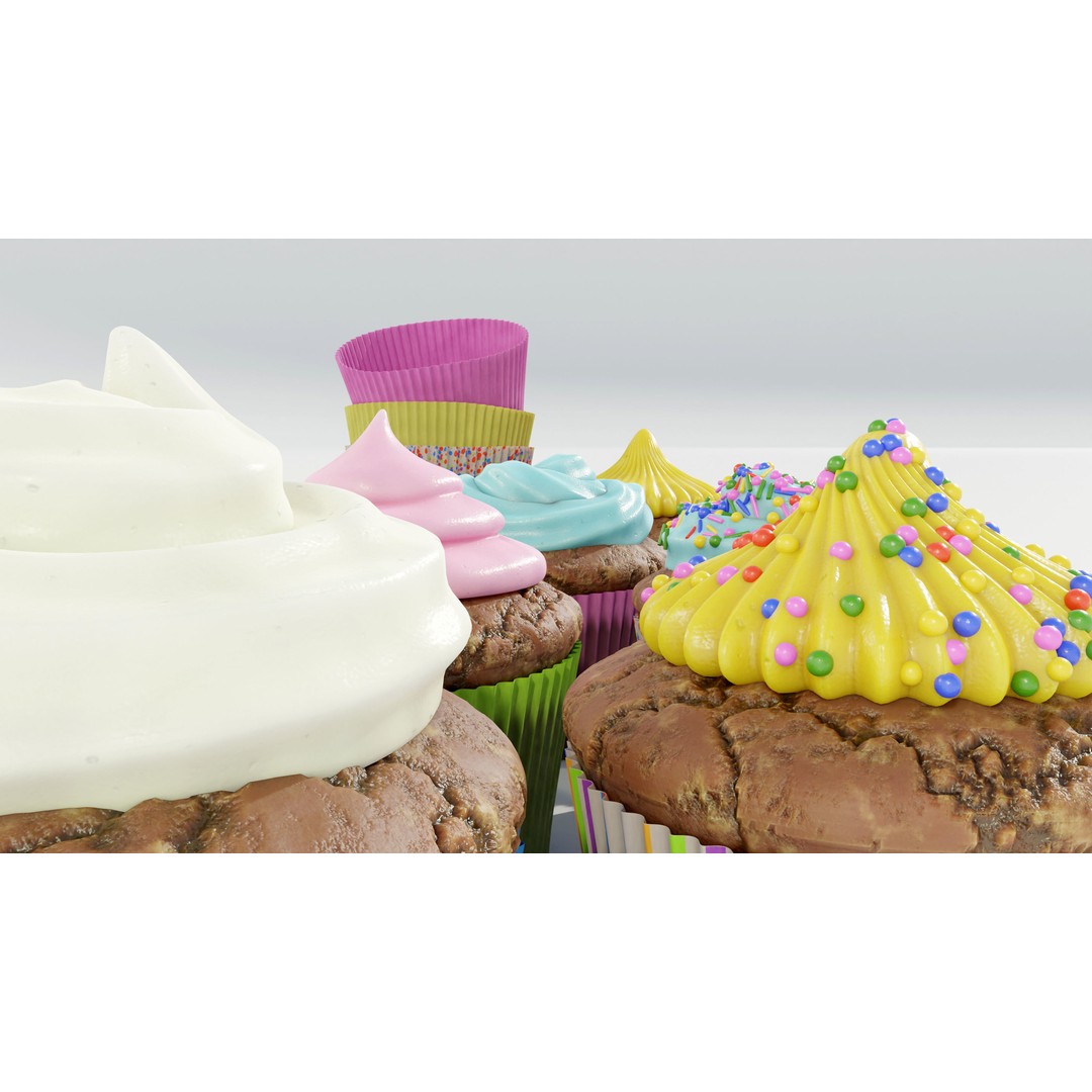 Cupcakes 3D Model – Real-World Scale PBR Textures, OBJ/FBX - View 10
