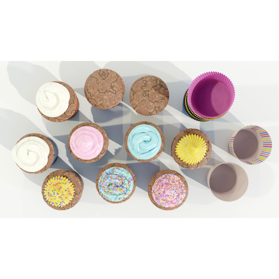 Cupcakes 3D Model – Real-World Scale PBR Textures, OBJ/FBX - View 11