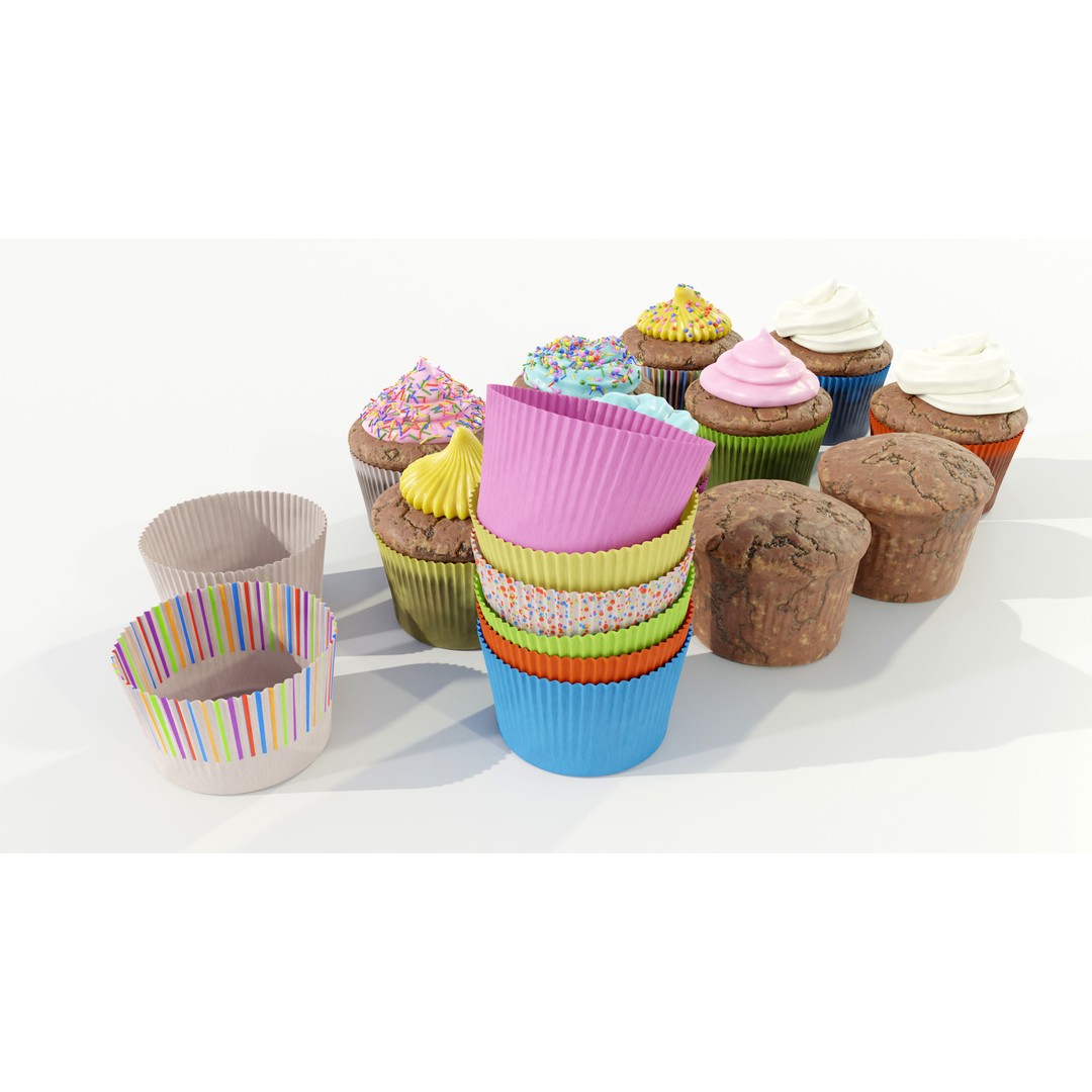 Cupcakes 3D Model – Real-World Scale PBR Textures, OBJ/FBX - View 5