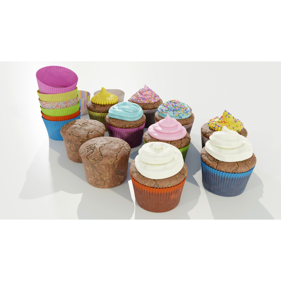 Cupcakes 3D Model – Real-World Scale PBR Textures, OBJ/FBX - View 6