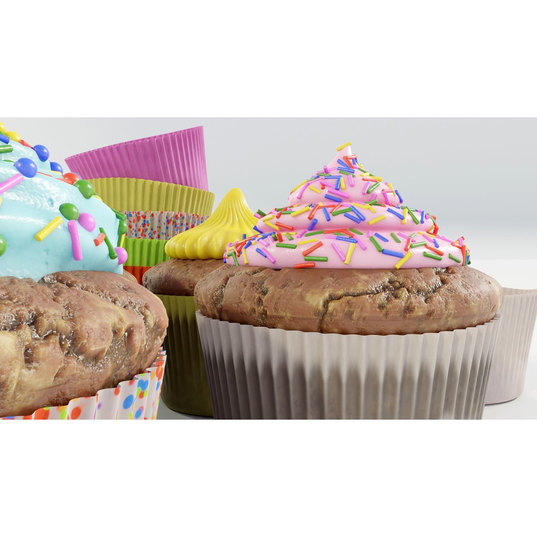 Cupcakes 3D Model – Real-World Scale PBR Textures, OBJ/FBX - View 9