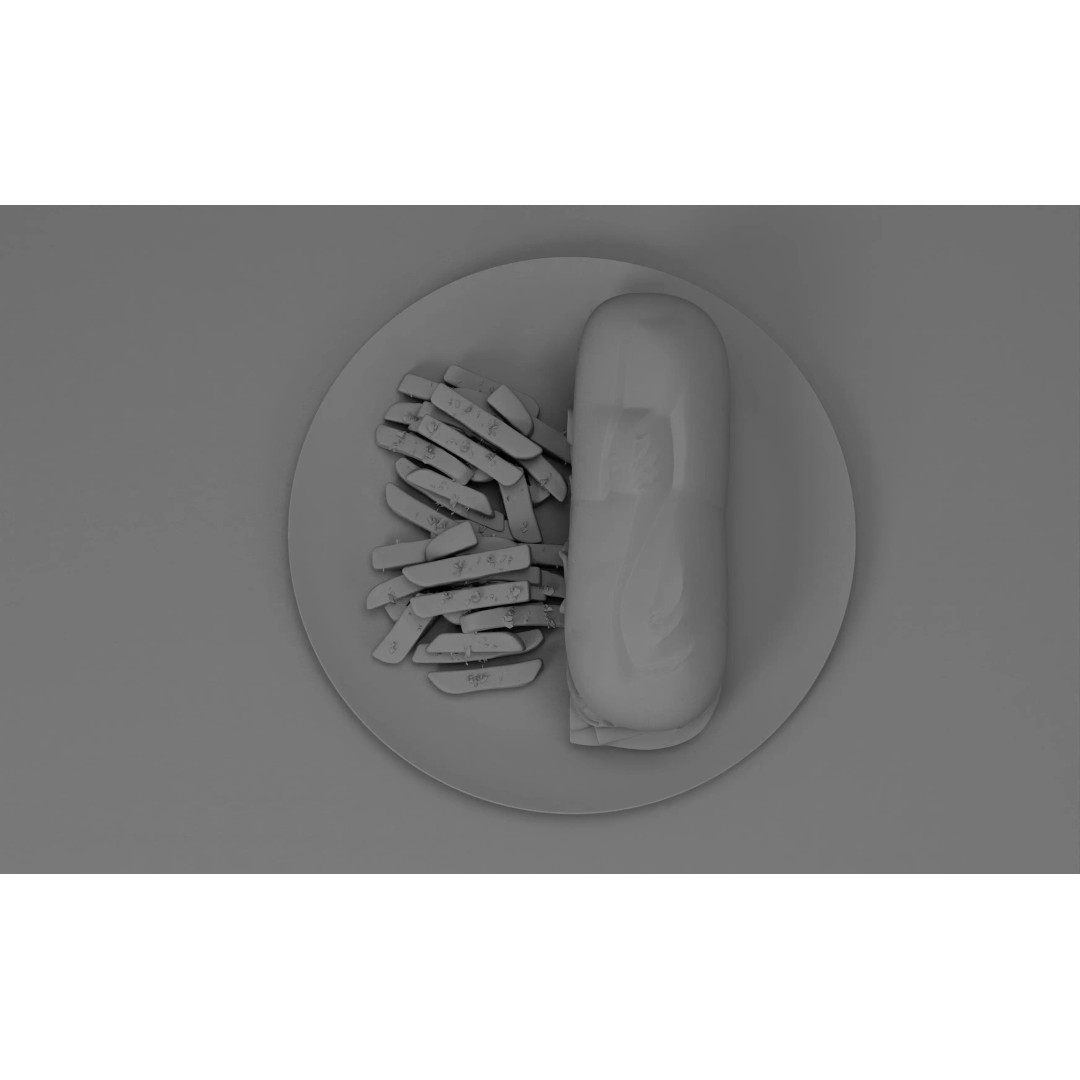 Realistic Sandwich 3D Model – Low Poly Food Asset with Fries, FBX - View 15