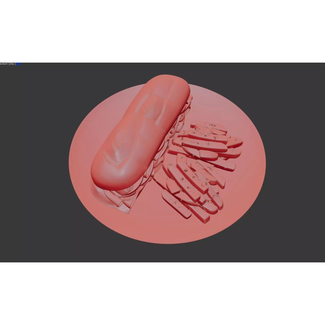 Realistic Sandwich 3D Model – Low Poly Food Asset with Fries, FBX - View 21
