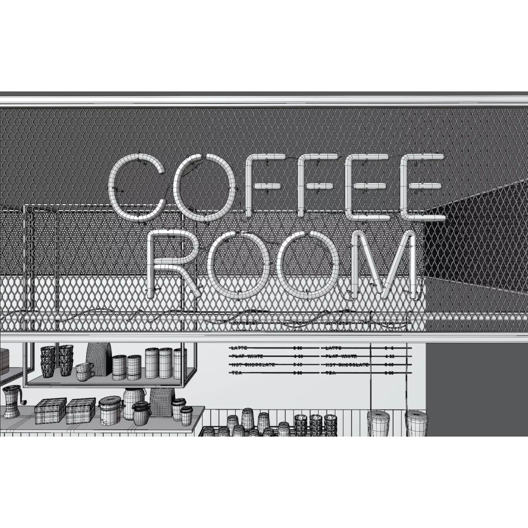 Modern Coffee Shop Interior 3D Model – High-Quality PBR Blender Asset