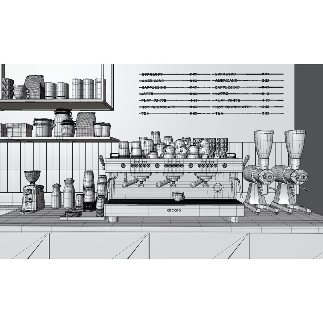 Modern Coffee Shop Interior 3D Model – High-Quality PBR Blender Asset - View 10