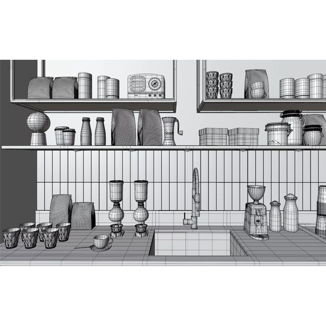 Modern Coffee Shop Interior 3D Model – High-Quality PBR Blender Asset - View 12