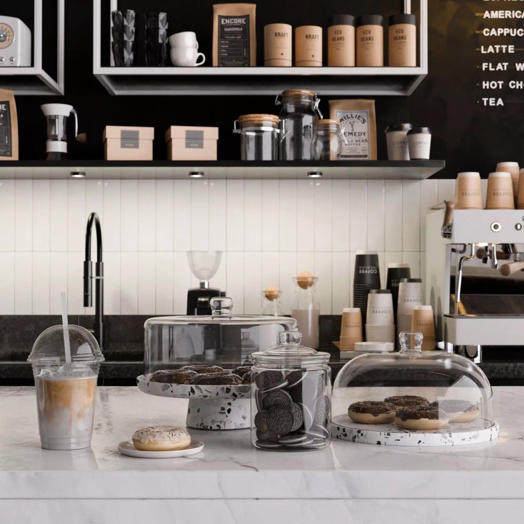 Modern Coffee Shop Interior 3D Model – High-Quality PBR Blender Asset - View 8