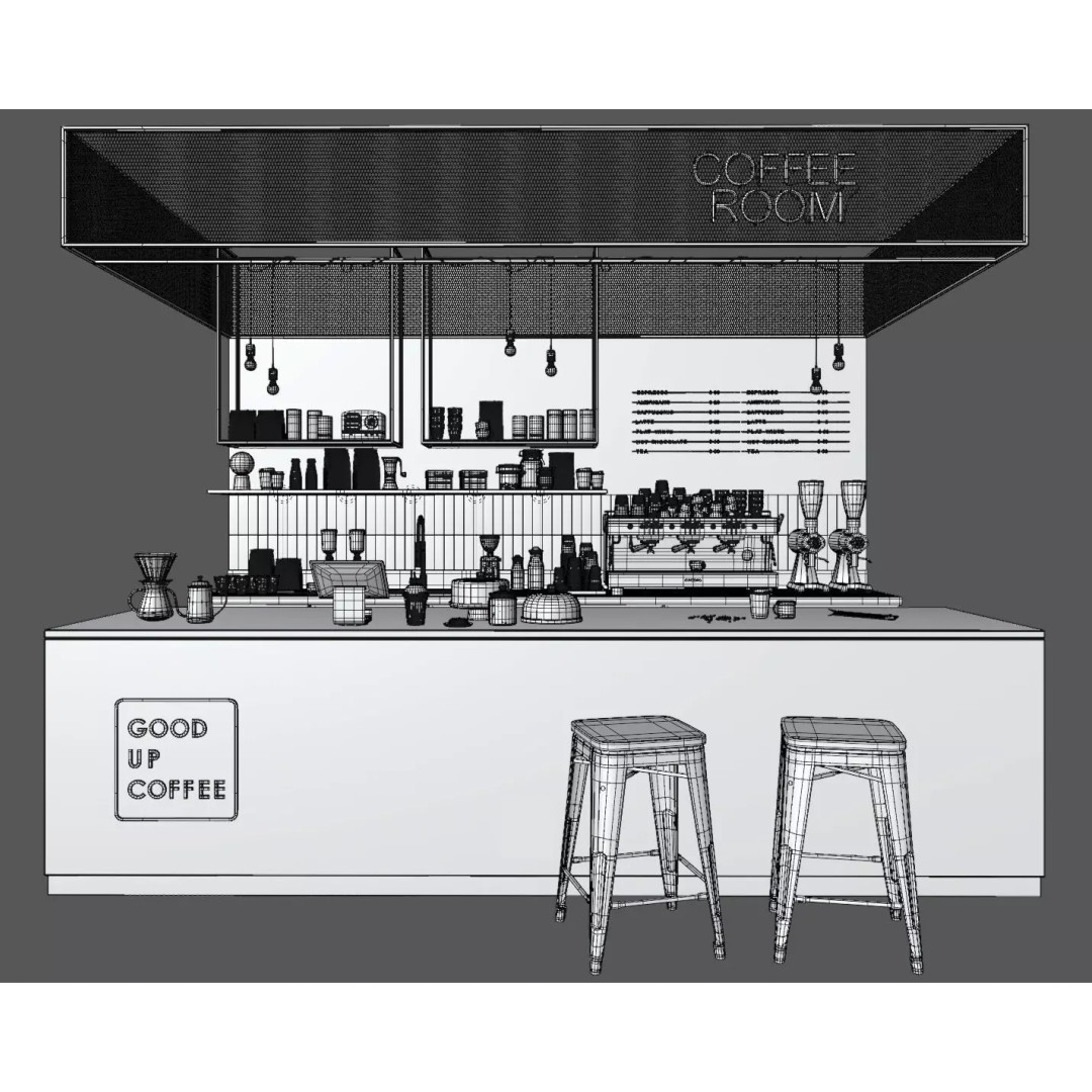 Modern Coffee Shop Interior 3D Model – High-Quality PBR Blender Asset - View 9