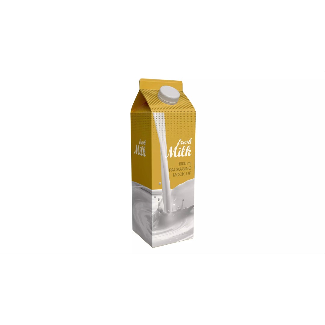 Milk Packaging Box 3D Model – PBR Mockup, FBX, OBJ Formats - View 2