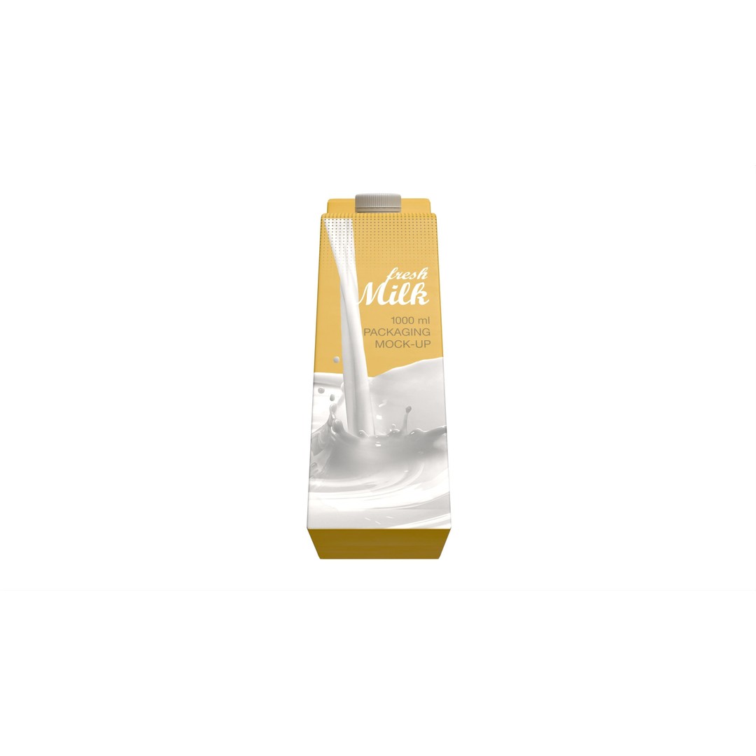 Milk Packaging Box 3D Model – PBR Mockup, FBX, OBJ Formats - View 4