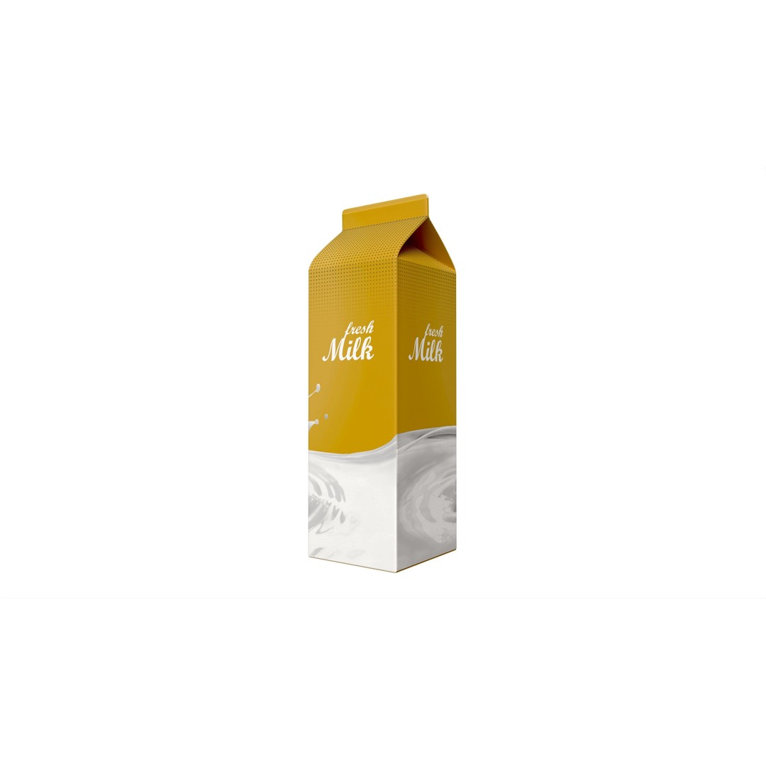 Milk Packaging Box 3D Model – PBR Mockup, FBX, OBJ Formats - View 5