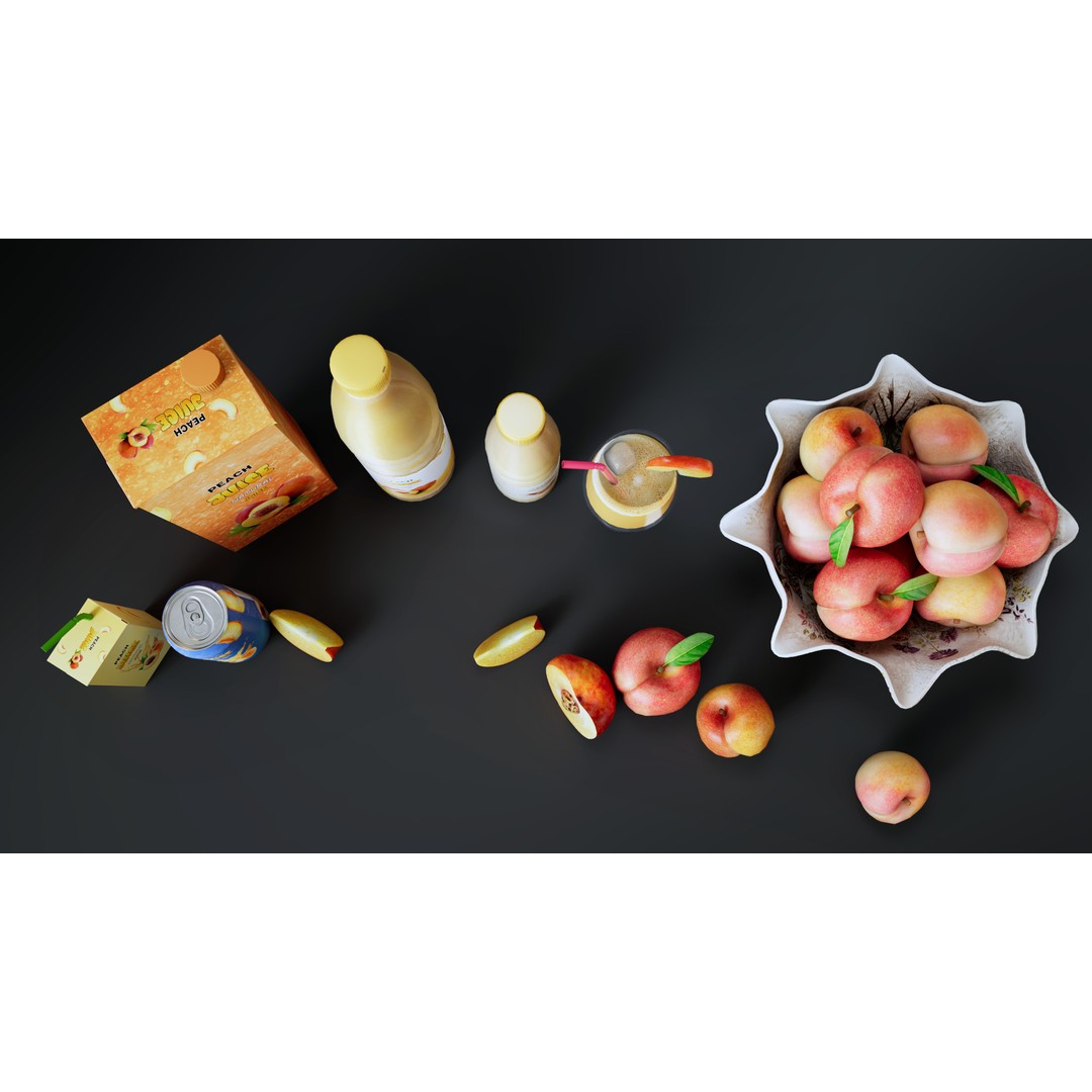 Peach 3D Model – Low Poly PBR Fruit Asset, FBX Format - View 5