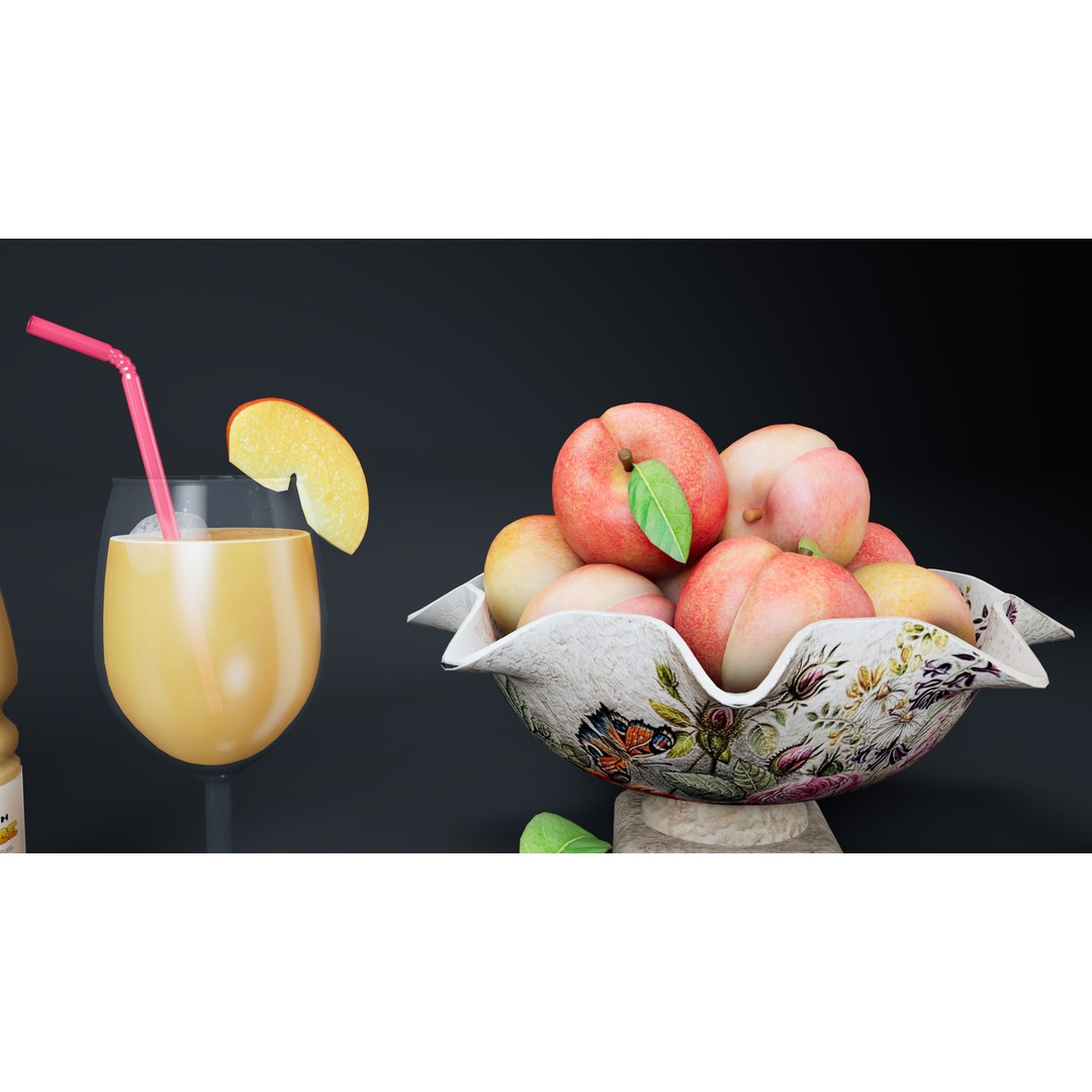 Peach 3D Model – Low Poly PBR Fruit Asset, FBX Format - View 8