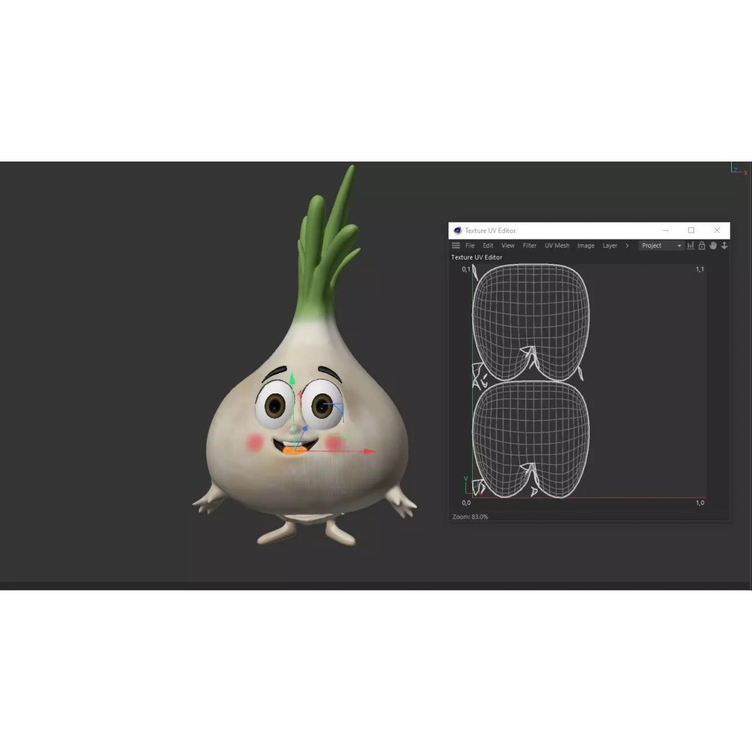 Garlic Vegetable Character 3D Model – Low Poly PBR Asset, FBX
