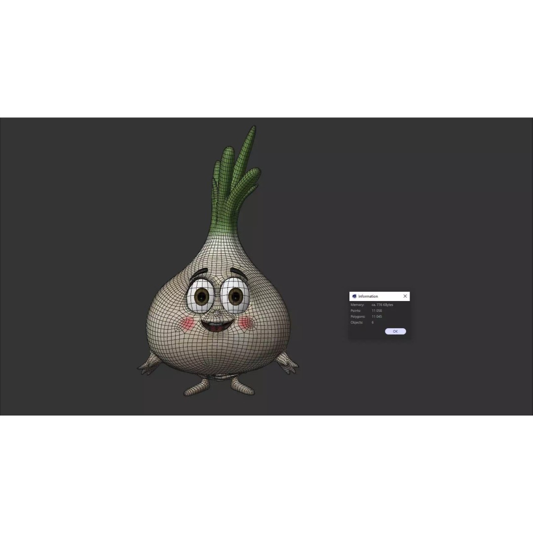 Garlic Vegetable Character 3D Model – Low Poly PBR Asset, FBX - View 11
