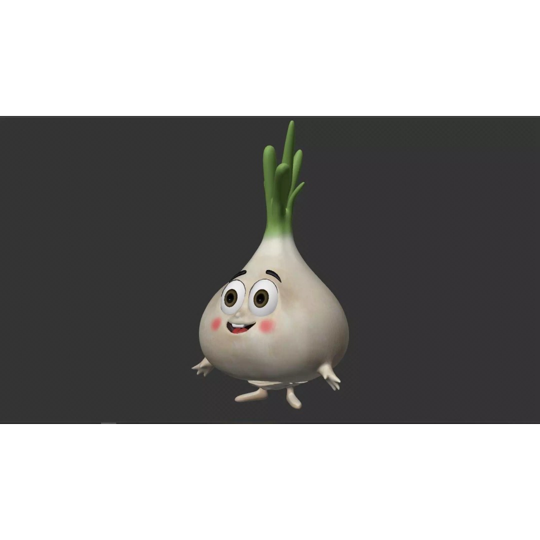 Garlic Vegetable Character 3D Model – Low Poly PBR Asset, FBX - View 12