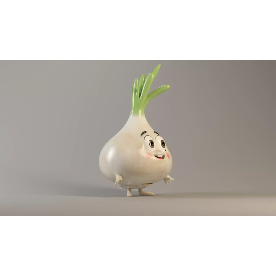 Garlic Vegetable Character 3D Model – Low Poly PBR Asset, FBX - View 4