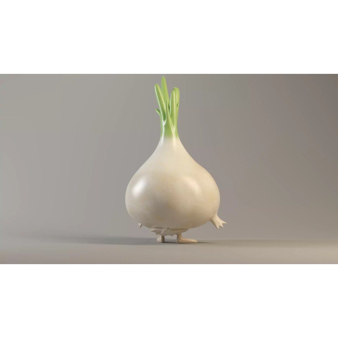 Garlic Vegetable Character 3D Model – Low Poly PBR Asset, FBX - View 5