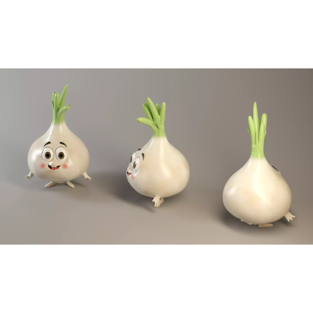 Garlic Vegetable Character 3D Model – Low Poly PBR Asset, FBX - View 6