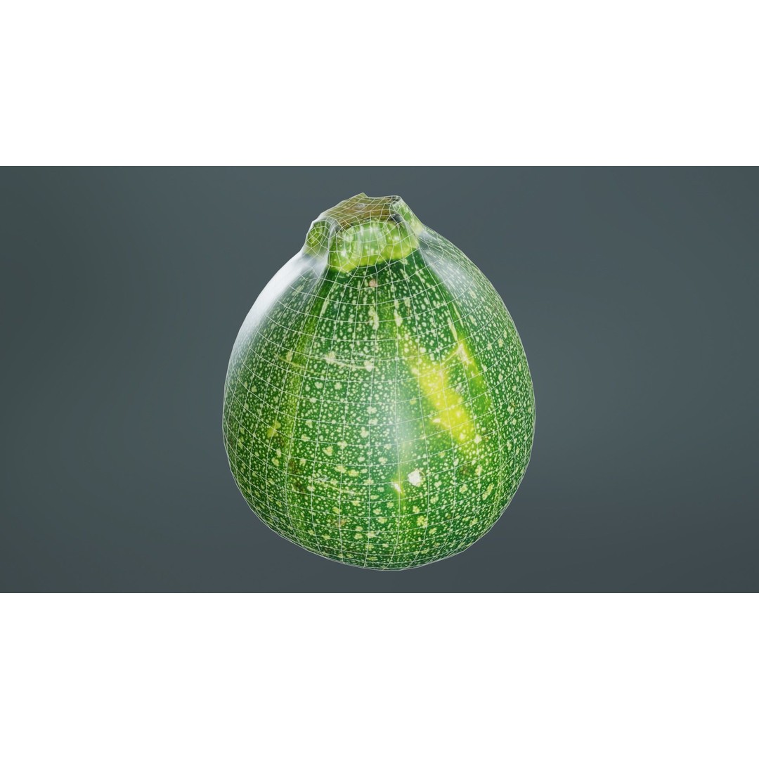 Green Squash 3D Model – Low Poly Vegetable Asset, FBX & Blender - View 11