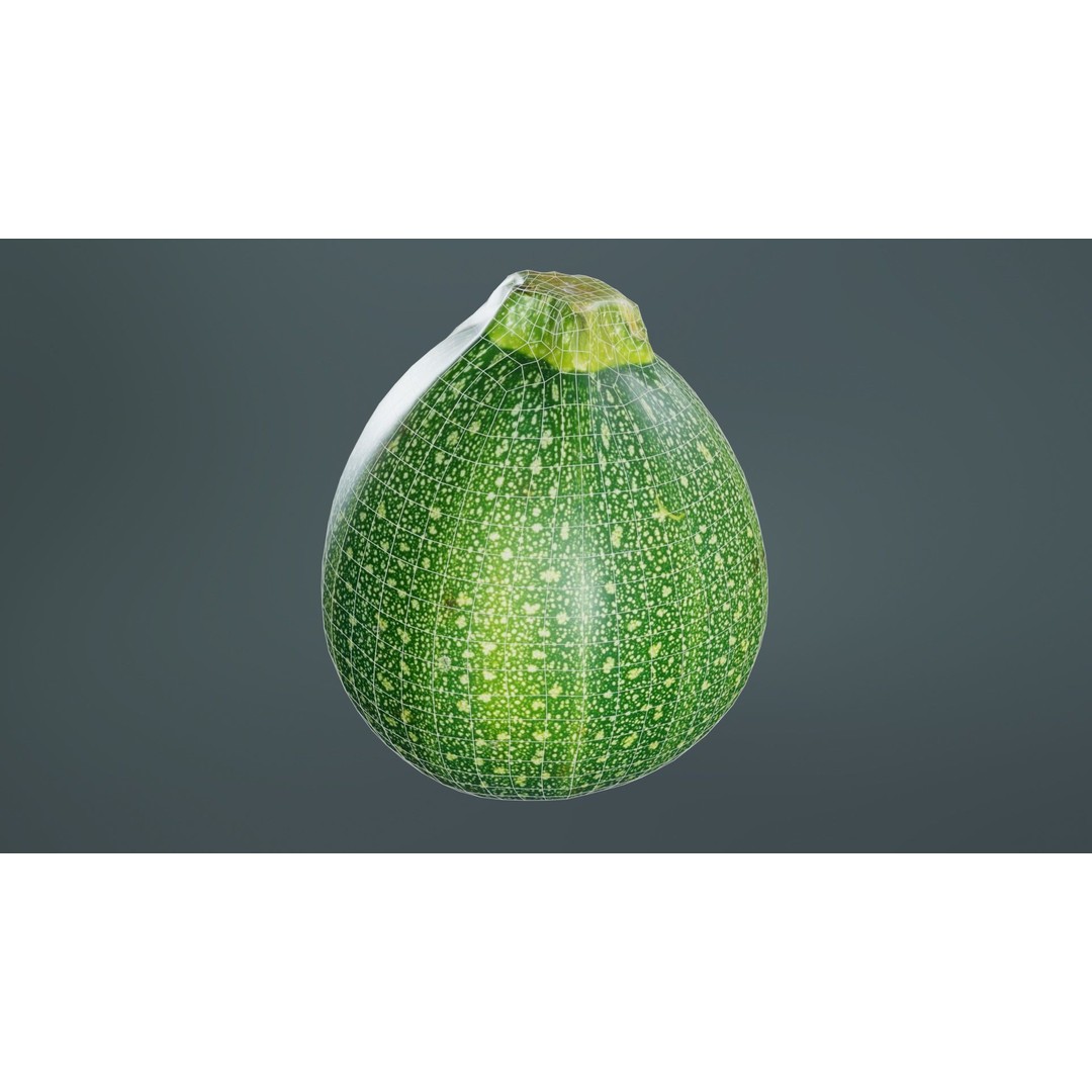 Green Squash 3D Model – Low Poly Vegetable Asset, FBX & Blender - View 12