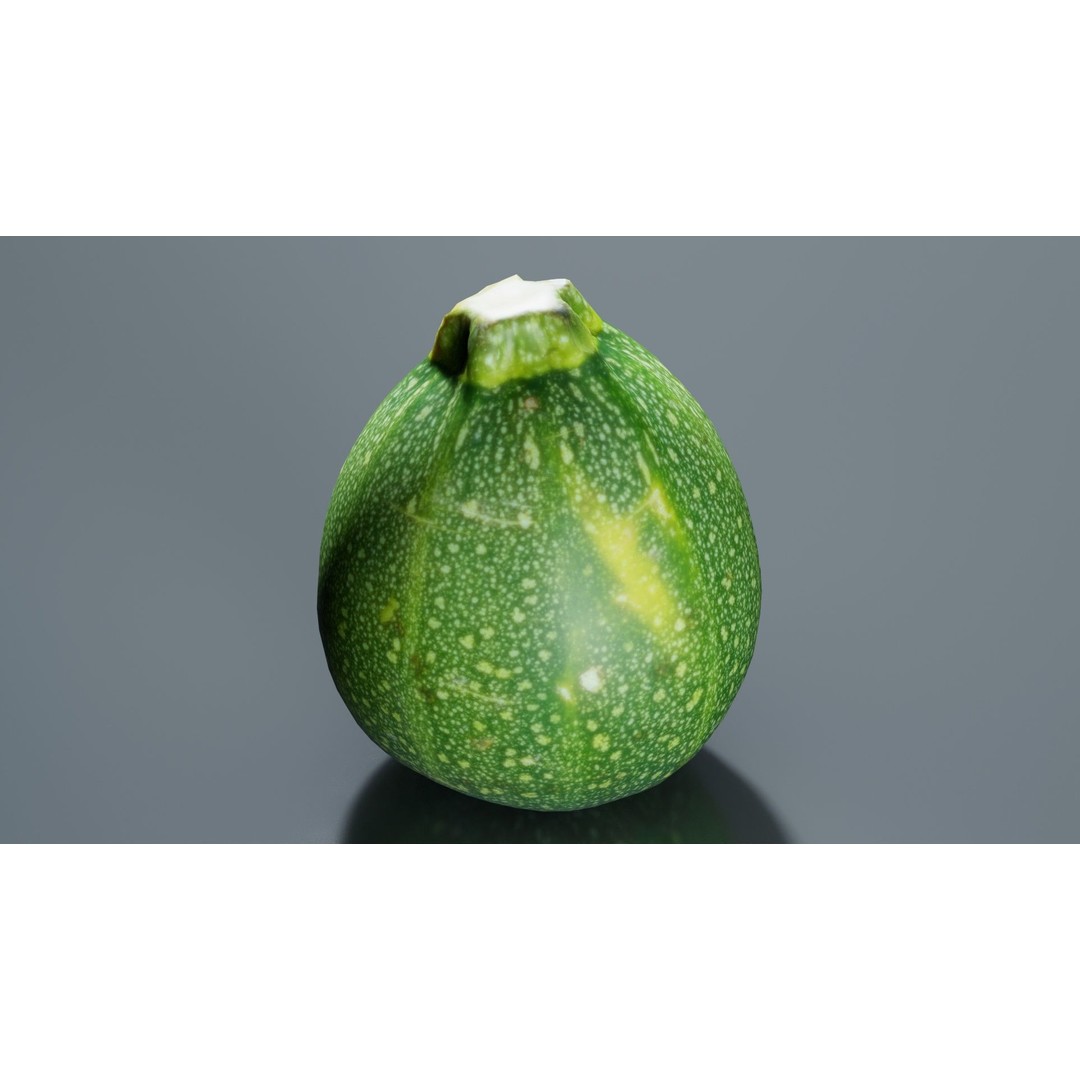 Green Squash 3D Model – Low Poly Vegetable Asset, FBX & Blender - View 3