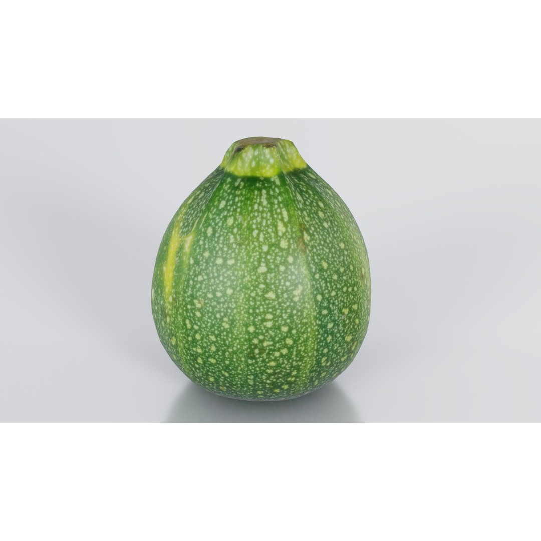 Green Squash 3D Model – Low Poly Vegetable Asset, FBX & Blender - View 6