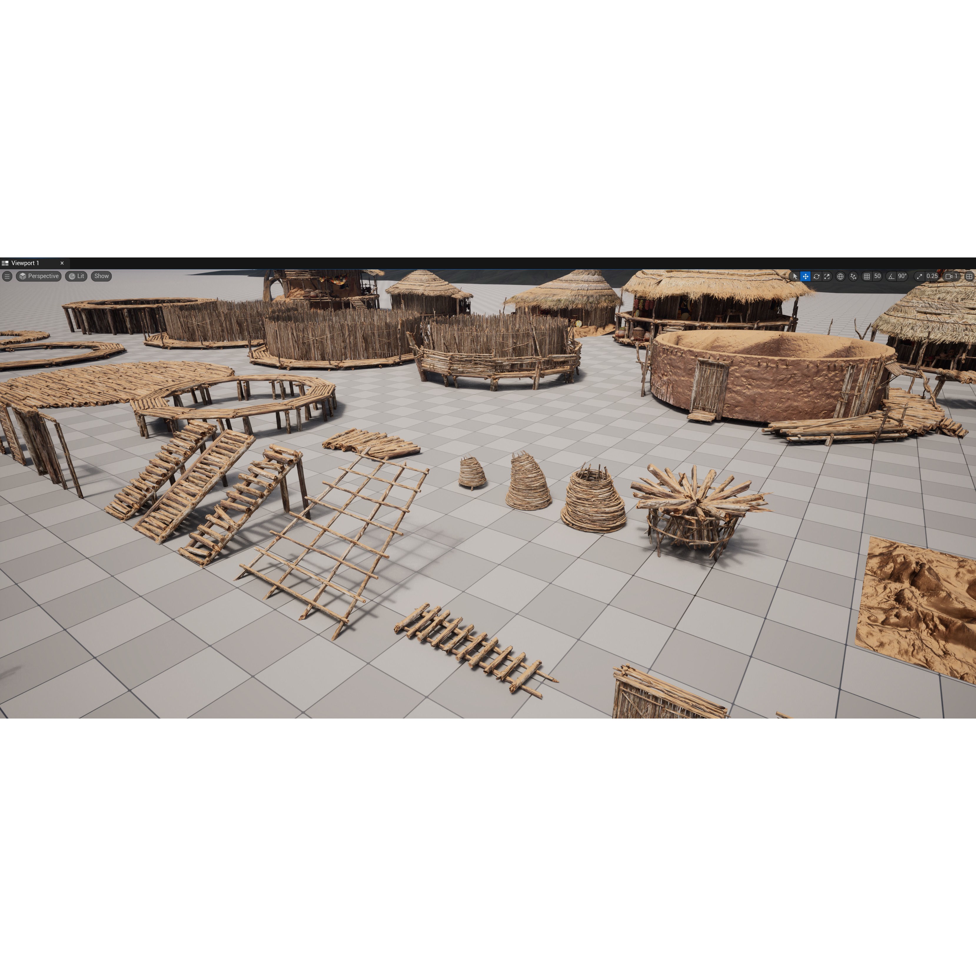 African Village - Low-Poly Game-Ready 3D Model - View 14