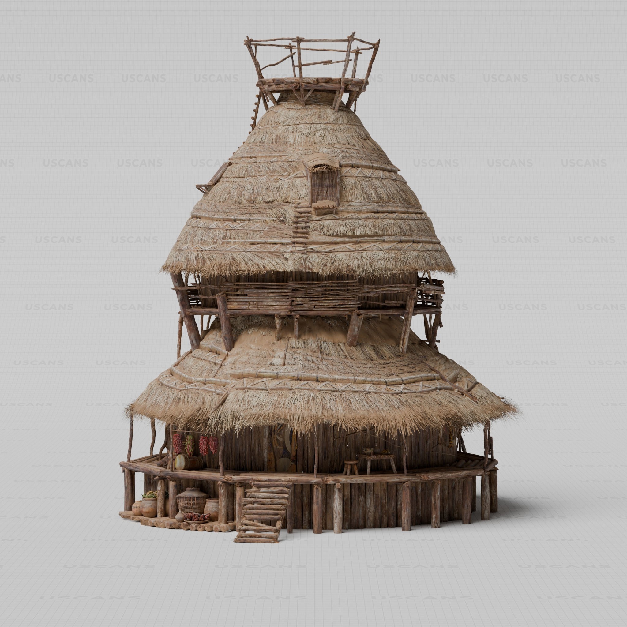 African Village - Low-Poly Game-Ready 3D Model - View 16